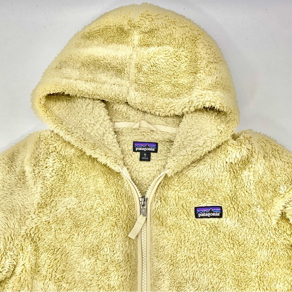 PATAGONIA LOS GATOS BEIGE CREAM FUR FLEECE HOODIE JACKET KIDS GIRLS BOYS XLARGE